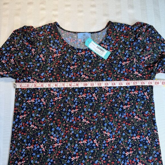 CeCe Floral Roman Tie Short Sleeve Knit Top Sz M NWT - Picture 6 of 12